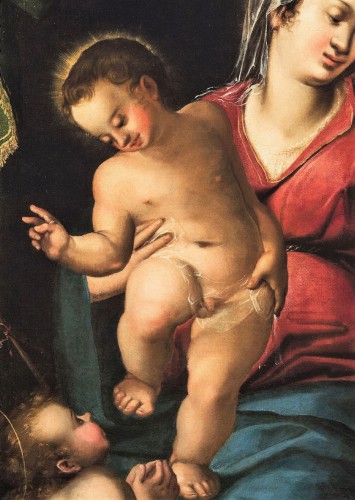 Vierge à l'Enfant et Saint Jean Baptiste - Maître vénitien de la fin du 16e siècle - Romano Ischia